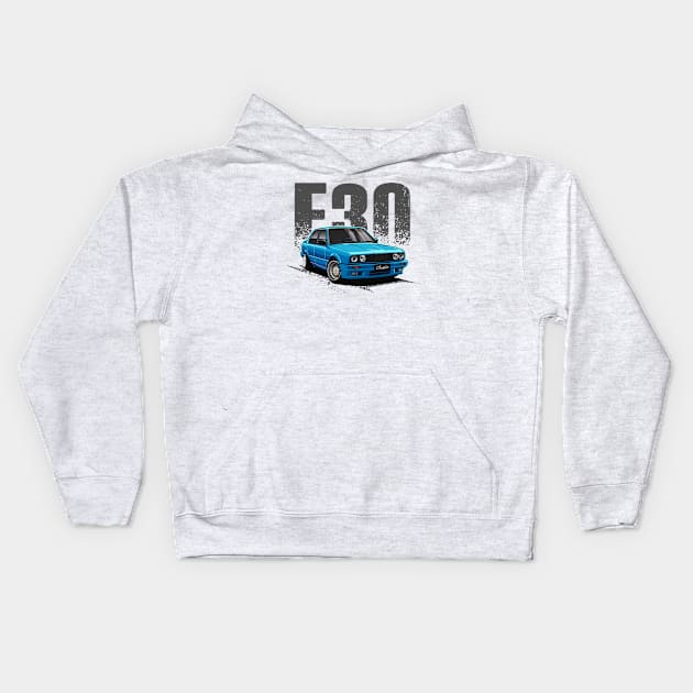 Classic E30 Gang (Ocean Blue) Kids Hoodie by Jiooji Project